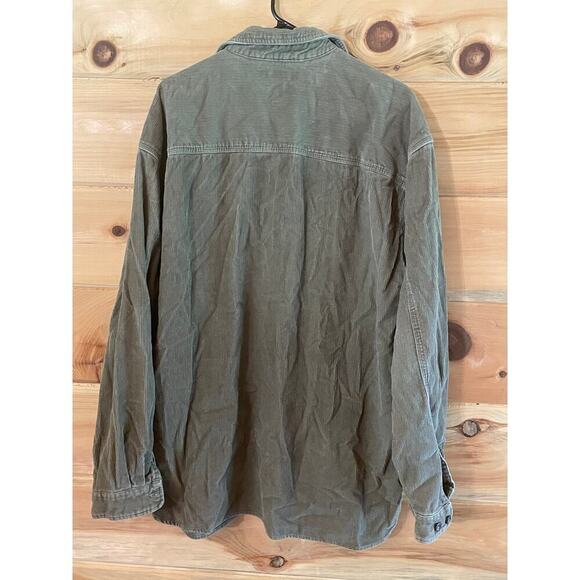 Vtg 90s Structure Corduroy Shirt Shacket Utility Jacket Pullover 1/4 Zip Chore L - Picture 5 of 7